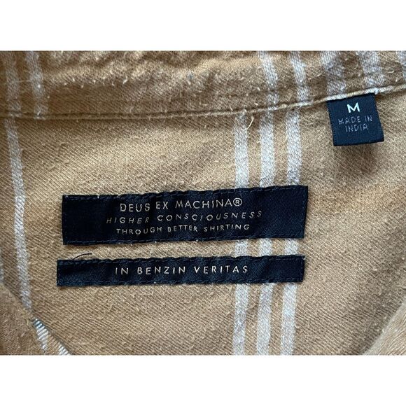 Deus Ex Machina Brown 100% Cotton Plaid Flannel Button Up Shirt Top Mens Size M - Picture 6 of 12